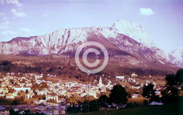 Peaks of the Gruppo del Sorapiss above Cortina, Dolomites, Italy, c1955.  Creator: Arthur Charles Kirby Ware.