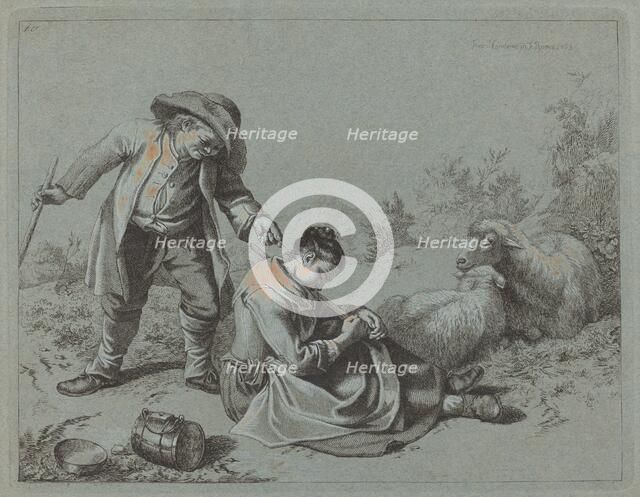 Peasant Teasing a Sleeping Girl with a Twig, 1763. Creator: Francesco Londonio.