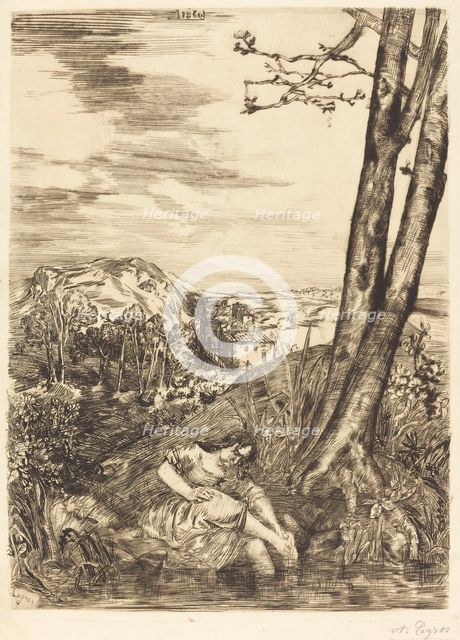 Peasant Washing Her Feet (Paysanne se lavant les pieds), 1860. Creator: Alphonse Legros.