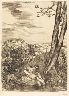 Peasant Washing Her Feet (Paysanne se lavant les pieds), 1860. Creator: Alphonse Legros