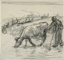 Peasant Watering Her Cow, 1871/1873. Creator: Jean Francois Millet