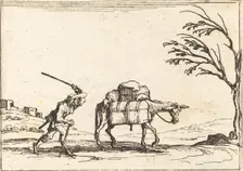 Peasant Whipping his Donkey, 1628. Creator: Jacques Callot