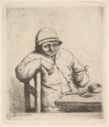 Peasant with a Pipe, 1640-80. Creator: Adriaen van Ostade