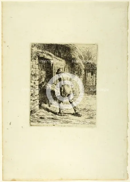 Peasant with a Wheelbarrow, 1855. Creator: Jean Francois Millet.
