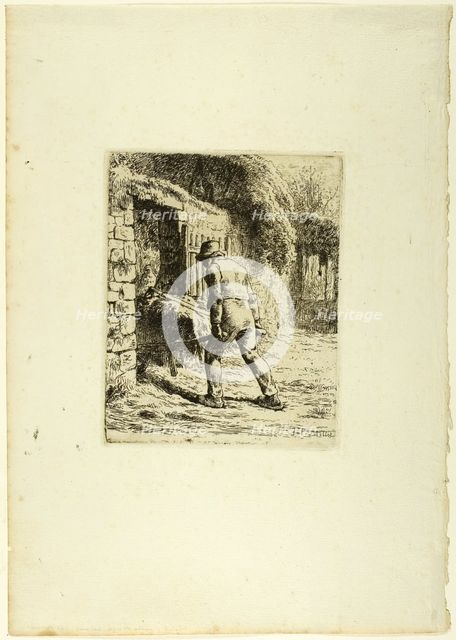 Peasant with a Wheelbarrow, 1855. Creator: Jean Francois Millet.