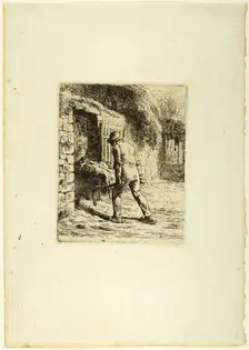 Peasant with a Wheelbarrow, 1855. Creator: Jean Francois Millet