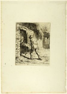 Peasant with a Wheelbarrow, 1855. Creator: Jean Francois Millet