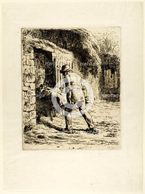 Peasant with a Wheelbarrow, 1855. Creator: Jean Francois Millet.