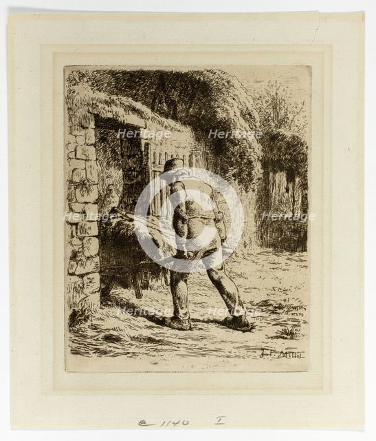 Peasant with a Wheelbarrow, 1855. Creator: Jean Francois Millet.