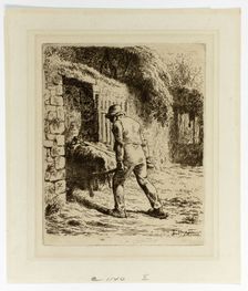 Peasant with a Wheelbarrow, 1855. Creator: Jean Francois Millet