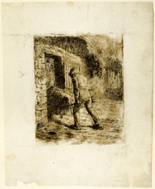 Peasant with a Wheelbarrow, 1855. Creator: Jean Francois Millet