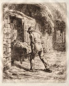Peasant with a Wheelbarrow, 1855. Creator: Jean-François Millet (French, 1814-1875)