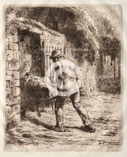Peasant with a Wheelbarrow, 1855. Creator: Jean-François Millet (French, 1814-1875).