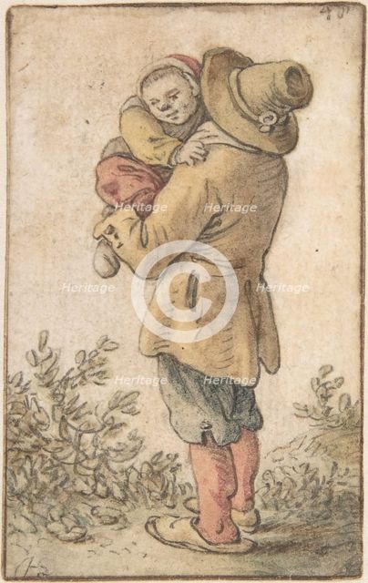 Peasant with Child, 17th century. Creator: Herman Saftleven the Younger.