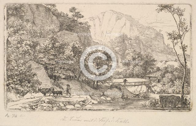Peasant with Cow and Calf, in the Unterberg near the Berchtesgaden, 1818. Creator: Johann Christian Erhard.