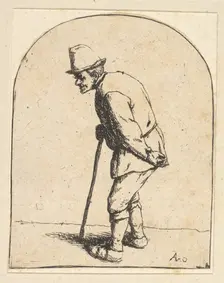 Peasant with Stick, 1610-85. Creator: Adriaen van Ostade
