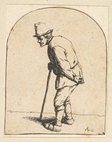 Peasant with Stick, 1610-85. Creator: Adriaen van Ostade