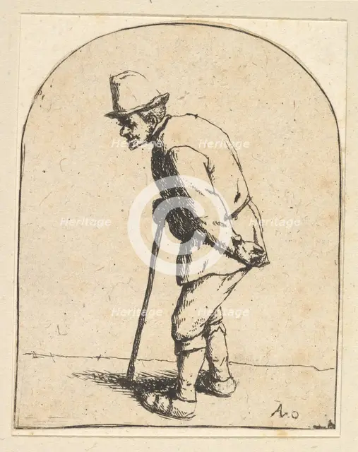 Peasant with Stick, 1610-85. Creator: Adriaen van Ostade.