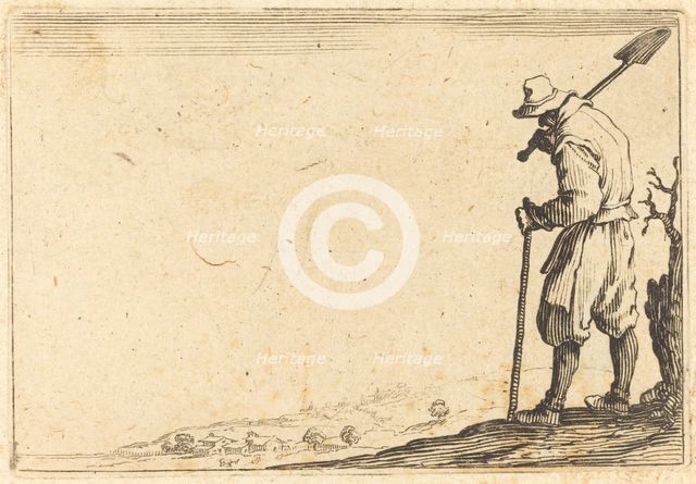 Peasant with Shovel on His Shoulder, c. 1622. Creator: Jacques Callot.