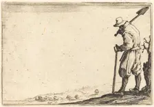 Peasant with Shovel on His Shoulder, c. 1622. Creator: Jacques Callot