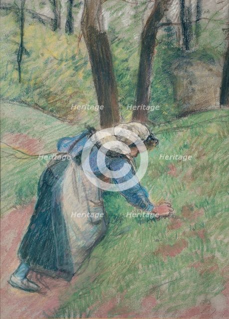 Peasant woman weeding the grass, c1894. Artist: Camille Pissarro.