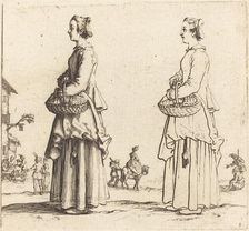 Peasant Woman with Basket, in Profile, Facing Left, 1617 and 1621. Creator: Jacques Callot