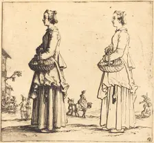 Peasant Woman with Basket, in Profile, Facing Left, 1617 and 1621. Creator: Jacques Callot