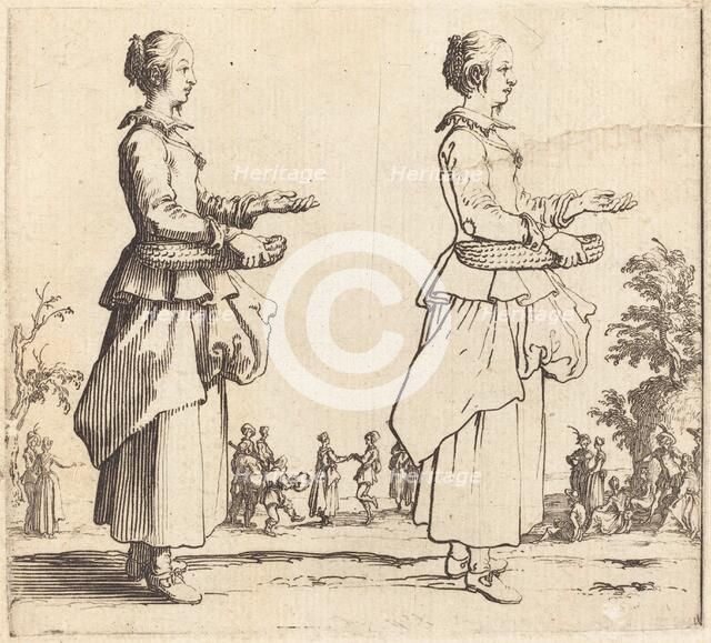 Peasant Woman with Basket, in Profile, Facing Right, 1617 and 1621. Creator: Jacques Callot.