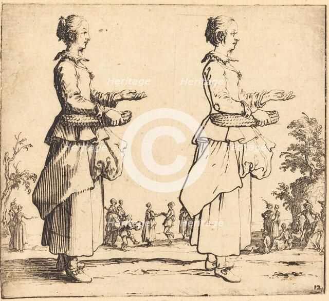 Peasant Woman with Basket, in Profile, Facing Right, 1617 and 1621. Creator: Jacques Callot.