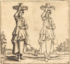 Peasant Woman with Basket on Head, Front View, 1617 and 1621. Creator: Jacques Callot