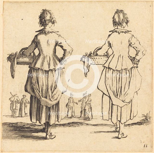 Peasant Woman with Basket, Seen from Behind, 1617 and 1621. Creator: Jacques Callot.