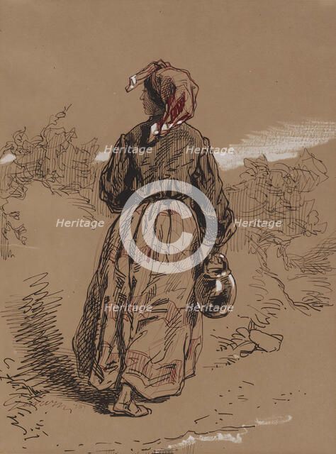 Peasant Woman with Jar, 1852-1866. Creator: Paul Gavarni.