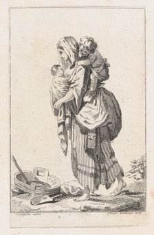 Peasant Woman with Two Children, ca. 1758. Creator: Catherine Francoise Beauvarlet