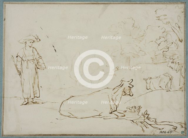 Peasant woman with two cows, 17th century. Creator: Rembrandt Harmensz van Rijn.