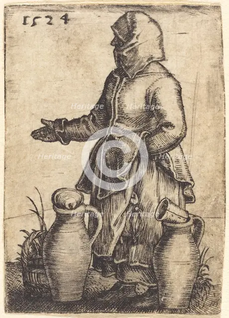Peasant Woman with Two Jugs, 1524. Creator: Barthel Beham.