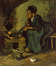 Peasant Woman Cooking by a Fireplace, 1885. Creator: Vincent van Gogh
