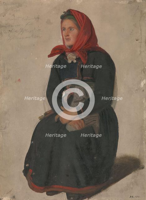 Peasant Woman from Telemark, 1844. Creator: Adolph Tidemand.