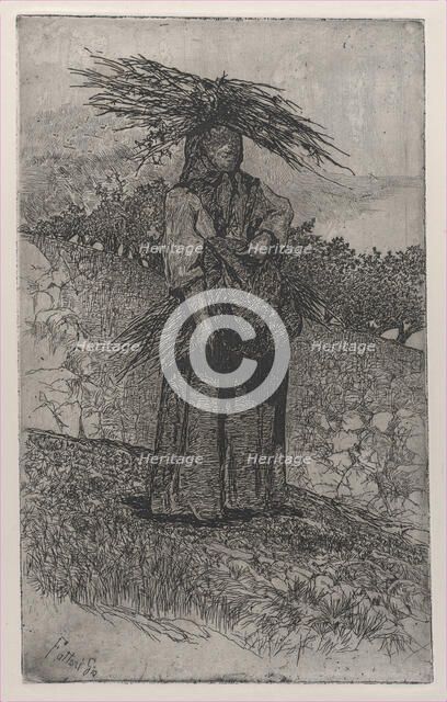 Peasant woman gathering sticks, 1884-1908. Creator: Giovanni Fattori.