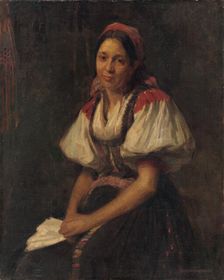 Peasant Woman in Folk Costume, around 1910. Creator: Elemír Halász-Hradil