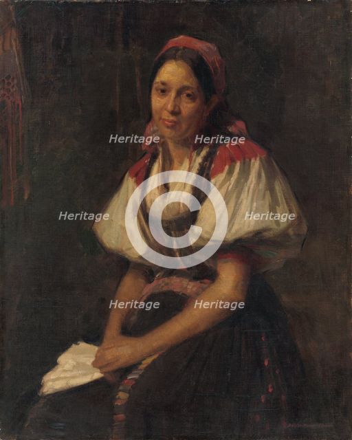Peasant Woman in Folk Costume, around 1910. Creator: Elemír Halász-Hradil.