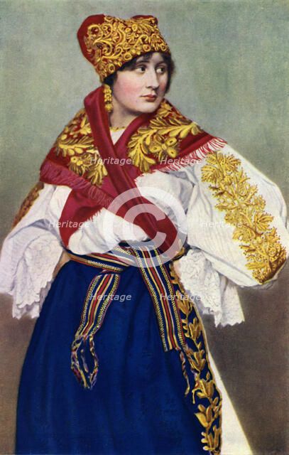 Peasant woman in national dress, Czechoslovakia, 1922. Artist: Unknown