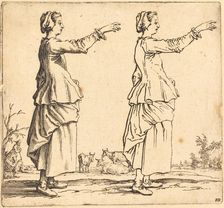Peasant Woman, in Profile, Facing Right, with Arm Extended, 1617 and 1621. Creator: Jacques Callot