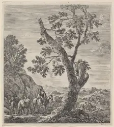 Peasant Woman on Horseback with a Child in Her Arms, 1656. Creator: Stefano della Bella