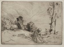 Peasant Woman Seated near a Hedge. Creator: Alphonse Legros (French, 1837-1911)