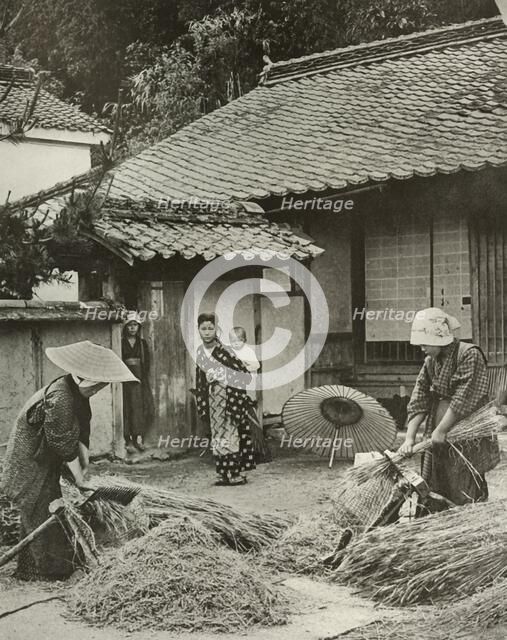 'Peasant Women Heading Barley', 1910. Creator: Herbert Ponting.