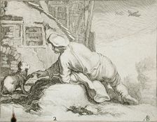 Peasant and Cat, 17th century. Creator: Frederick Bloemaert