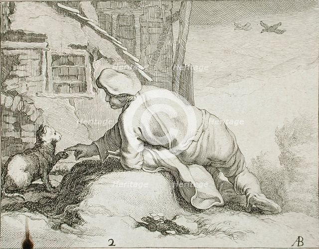 Peasant and Cat, 17th century. Creator: Frederick Bloemaert.