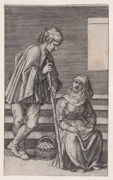 Peasant and a Woman with Eggs, ca. 1514-36. Creator: Agostino Veneziano