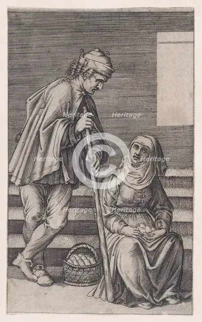 Peasant and a Woman with Eggs, ca. 1514-36. Creator: Agostino Veneziano.