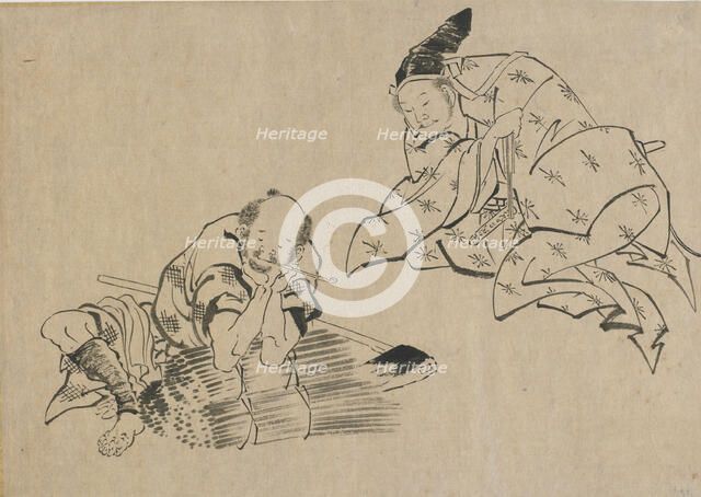 Peasant and noble, late 18th-early 19th century. Creator: Hokusai.